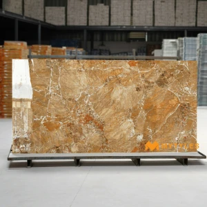 undefined-Vitrified Brown Slab Floor and Wall Tile Code38723 (4x8 Feet, Glossy)