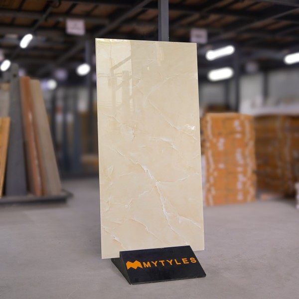 Glazed Vitrified-Vitrified Cream Floor and Wall Tile Code19518 (600x1200mm, Glossy)