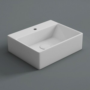 undefined-Ceramic White Wash Basin Code31351 (330x410mm, Glossy, Cube)