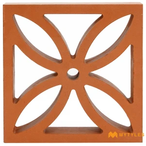 undefined-Terracotta Flower Jali Code38246 (220x220mm, Matt)