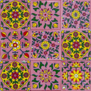 undefined-Decorative Pink Floor and Wall Tile Code30822 (100x100mm, Glossy, 9Pcs)