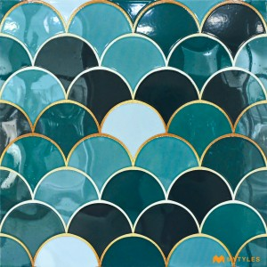 undefined-Ceramic Blue Geometric Wall Tile Code28469 (300x300mm, Glossy)
