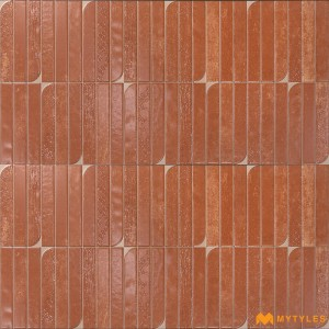 undefined-Ceramic Orange Geometric Wall Tile Code35945 (300x600mm, Matt)