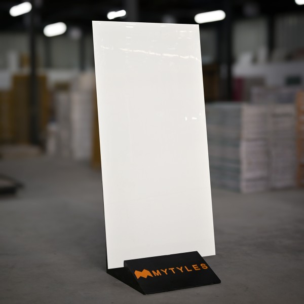 Solid Color Tiles-Vitrified Plain White Floor and Wall Tile Code10438 (600x1200mm, Glossy)