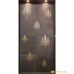 undefined-Black Natural Stone Wall Mural Code34470 (4x8 Feet, Stone)