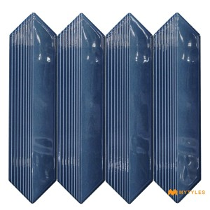 undefined-Ceramic Blue Subway Wall Tile Code35652 (75x300mm, Glossy)