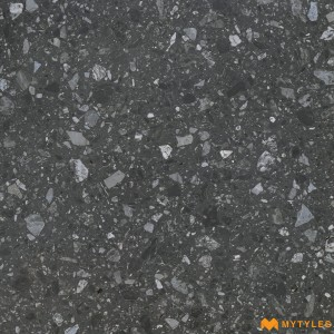 undefined-Vitrified Black Terrazzo Floor and Wall Tile Code33149 (600x600mm, Carving Matt)