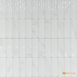 undefined-Ceramic White Geometric Wall Tile Code31680 (300x600mm, Glossy)