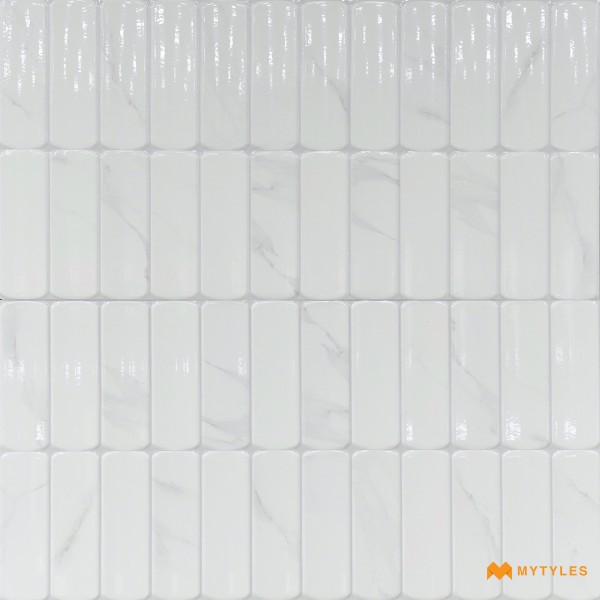 Geometric Tiles-Ceramic White Geometric Wall Tile Code31680 (300x600mm, Glossy)