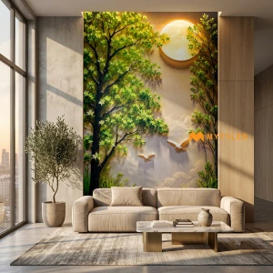 undefined-Lush Green Scenic Nature Vitrified Poster Tile Code40490 1200x2400mm 1Pc Pack