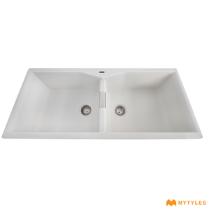 undefined-Futura Kitchen Sink - Quartz Series FS 4520 NQ White Code14149 (45x20 Inch,Double Bowl)