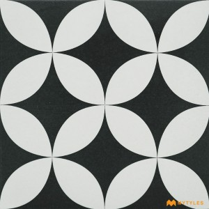 undefined-White and Black Moroccan Floor and Wall Tile Code18294 (300x300mm, Matt)