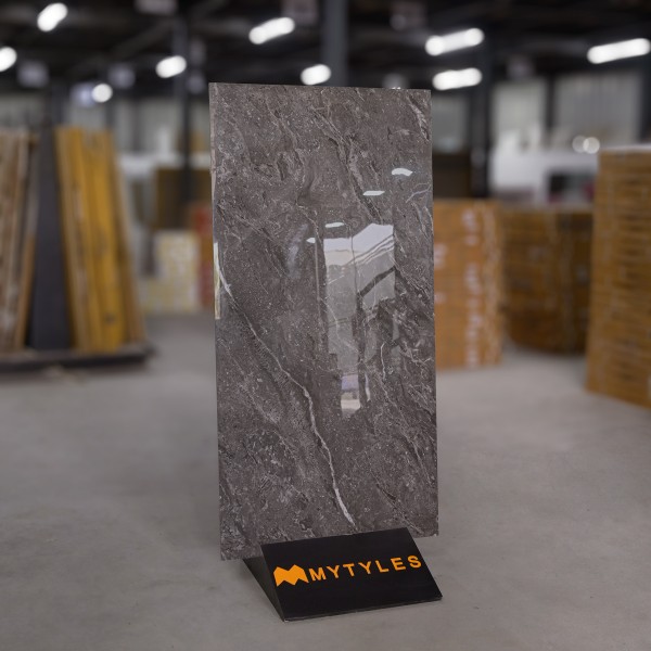 Glazed Vitrified-Vitrified Gray Floor and Wall Tile Code28360 (600x1200mm, Glossy)