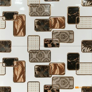 undefined-Ceramic White and Brown Highlighter Wall Tile Code31508 (300x600mm, Metallic)
