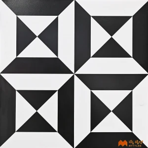 undefined-White and Black Moroccan Floor and Wall Tile Code36683 (600x600mm, Matt)