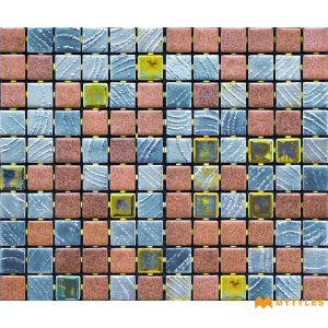 undefined-Imported Glass Mosaic Wall Tile Code26184 (312x495mm, Metallic)