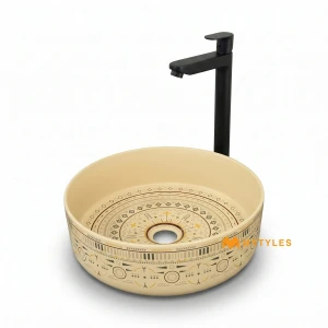 undefined-Ceramic Ivory Wash Basin Code31646 (350x350mm, Matt)