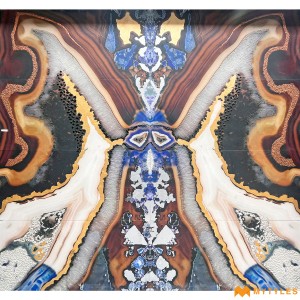 undefined-Vitrified Brown Leaf Poster Wall Tile Code35592 (8x8 Feet, Matt)