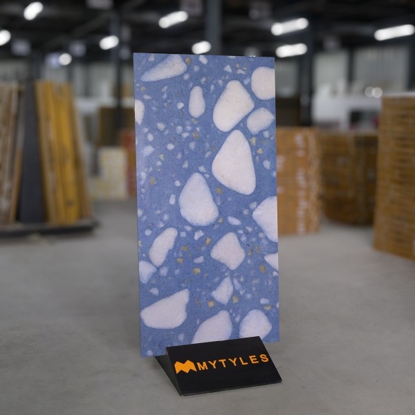 Imported Tiles-Imported Blue Terrazzo Floor and Wall Tile Code33019 (600x1200mm, Matt)