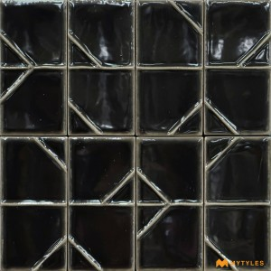 undefined-Imported Black Subway Wall Tile Code32711 (62x125mm, Glossy)