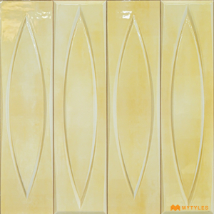 undefined-Ceramic Yellow Textured Subway Wall Tile Code27291 (300x300mm, Glossy)