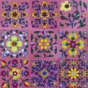 undefined-Decorative Pink Floor and Wall Tile Code30831 (75x75mm, Glossy, 16Pcs)