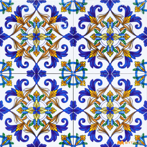 Blue Pottery tiles-Decorative Blue Tile Code30349 (150x150mm, Glossy, 4Pc in Box)