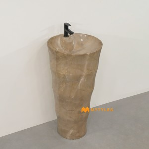 undefined-Ceramic Brown Pedestal Wash Basin Code36211 (420x420x840mm, Glossy)