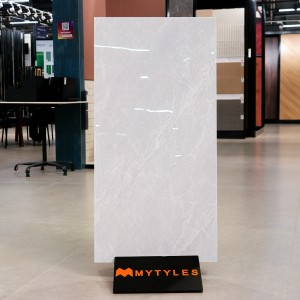 undefined-Vitrified Grey Floor and Wall Tile Code37025 (600x1200mm, Glossy)
