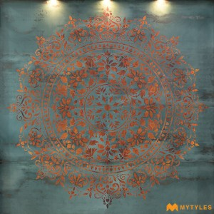 undefined-Vitrified Blue Mural Wall Tile Code34195 (8x8 Feet, Matt)-TOT-21