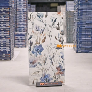 undefined-White and Blue Tropical Floor and Wall Tile Code37086 (600x1200mm, Matt)