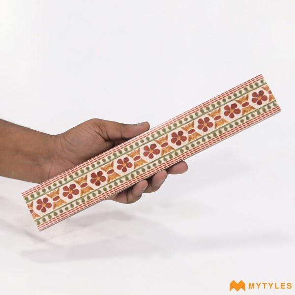 Vitrified Orange Border Floor and Wall Tile Code36099 (47x300mm, Matt)