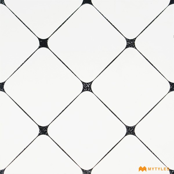 Kitchen-Ceramic White and Black Moroccan Floor and Wall Code29288 (300x300mm, Matt)
