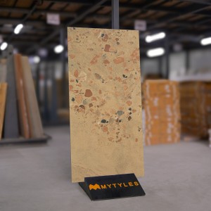 undefined-Vitrified Brown Terrazzo Floor and Wall Tile Code33034 (600x1200mm, Matt)