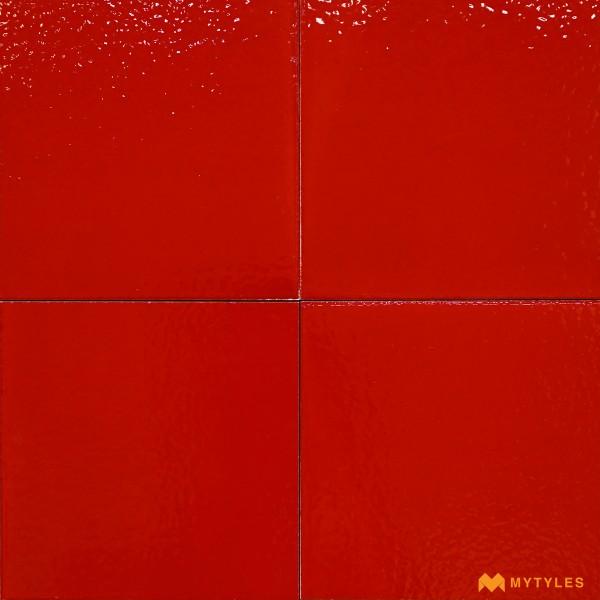 Solid Color Tiles-Ceramic Red Floor and Wall Tile Code30356 (150x150mm, Glossy, 4Pc in Box)