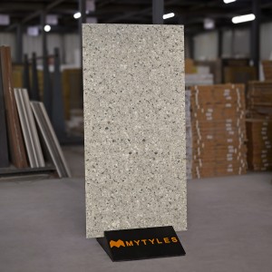 undefined-Vitrified Gray Terrazzo Floor and Wall Tile Code34056 (600x1200mm, Matt)