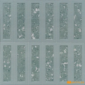 undefined-Cadet Green Terrazzo Matt Ceramic 3D Wall Tile Code40301 300x600mm 6Pc Pack