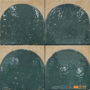 undefined-Imported Green Geometric Floor and Wall Tile Code34021 (150x150mm, Glossy)