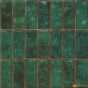 undefined-Ceramic Green Geometric Wall Tile Code32581 (300x300mm, Glossy)