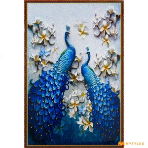 undefined-Peacock With Flowers Wall Tile Code31369 (600x900mm, Glossy)