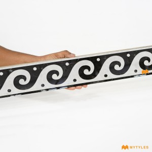 undefined-Vitrified White and Black Border Tile Code33826 (100x1200mm, Glossy)