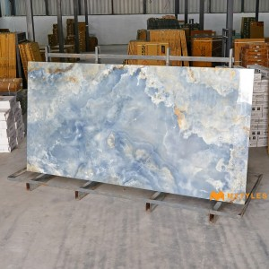 undefined-Vitrified Blue Slab Floor and Wall Tile Code29105 (1200x2400mm, Glossy)