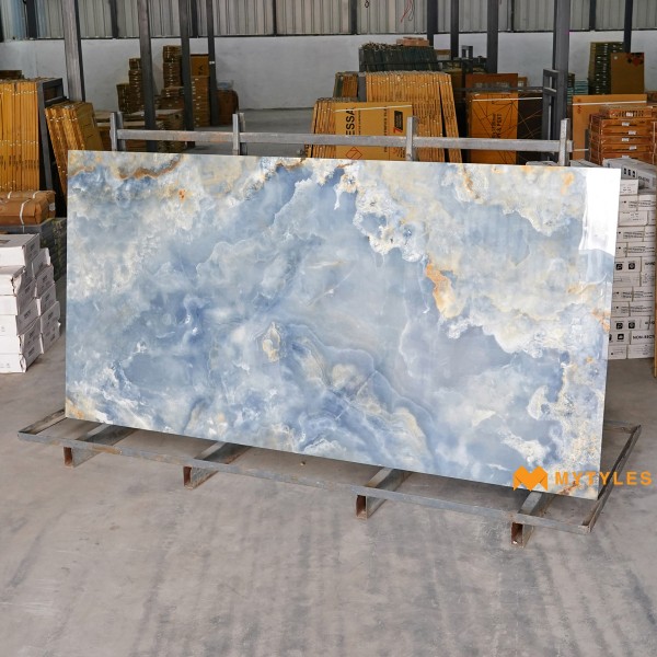 Glazed Vitrified-Vitrified Blue Slab Floor and Wall Tile Code29105 (1200x2400mm, Glossy)