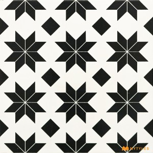 undefined-White and Black Moroccan Floor and Wall Tile Code3223 (300x300mm, Matt)