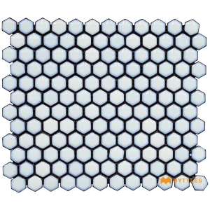 undefined-Metro Hex White Glossy Vitrified Mosaic Tile Code39201 255x295mm 20Pc