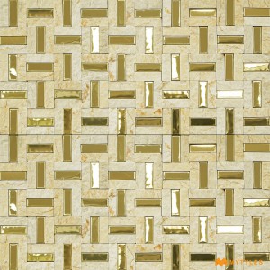 undefined-Ivory Mosaic Metal Wall Tile Code31552 (300x300mm, Metallic)