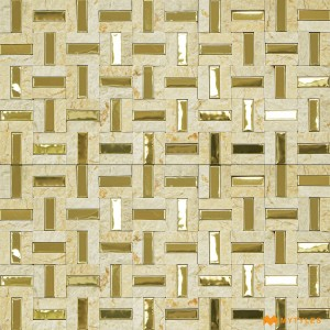 undefined-Ivory Mosaic Metal Wall Tile Code31552 (300x300mm, Metallic)