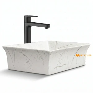 undefined-Ceramic Marble Finish White Wash Basin Code31911 (350x475mm, Matt)