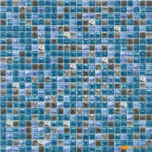 undefined-Ceramic Blue Mosaic Wall Tile Code31441 (300x300mm, Glossy)