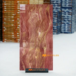 undefined-Ruby Pink Onyx Hi-Gloss Vitrified Marble Tile Code40619 600x1200mm 2Pc